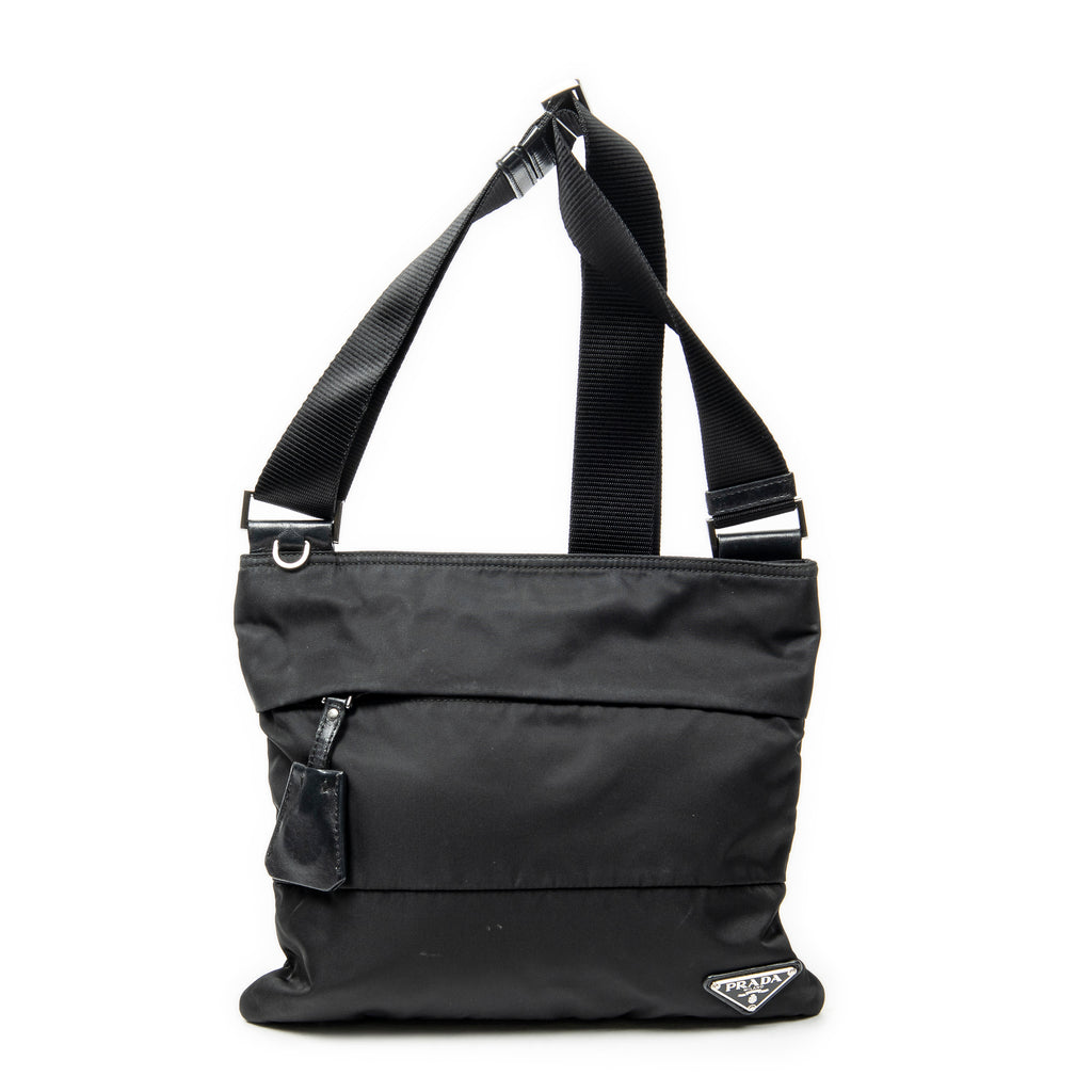 Shoulder Bag Square Crossbody Black Nylon Canvas