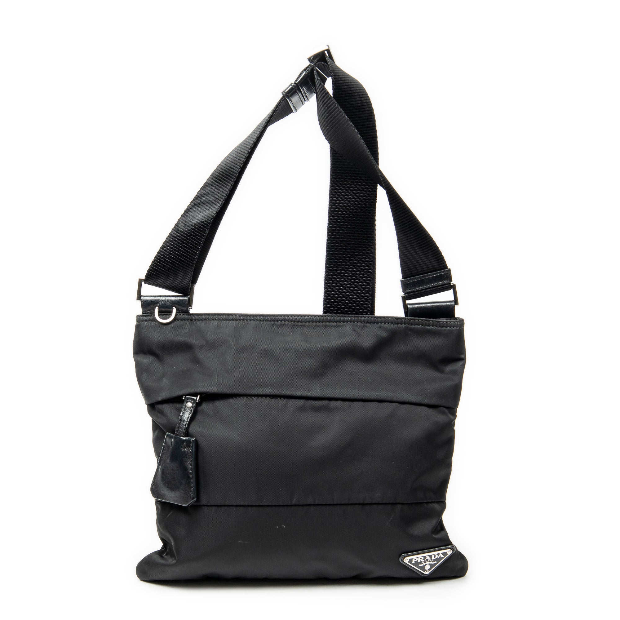 Shoulder Bag Square Crossbody Black Nylon Canvas