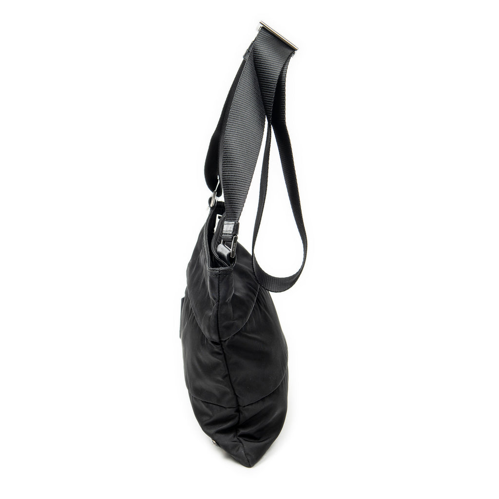 Shoulder Bag Square Crossbody Black Nylon Canvas