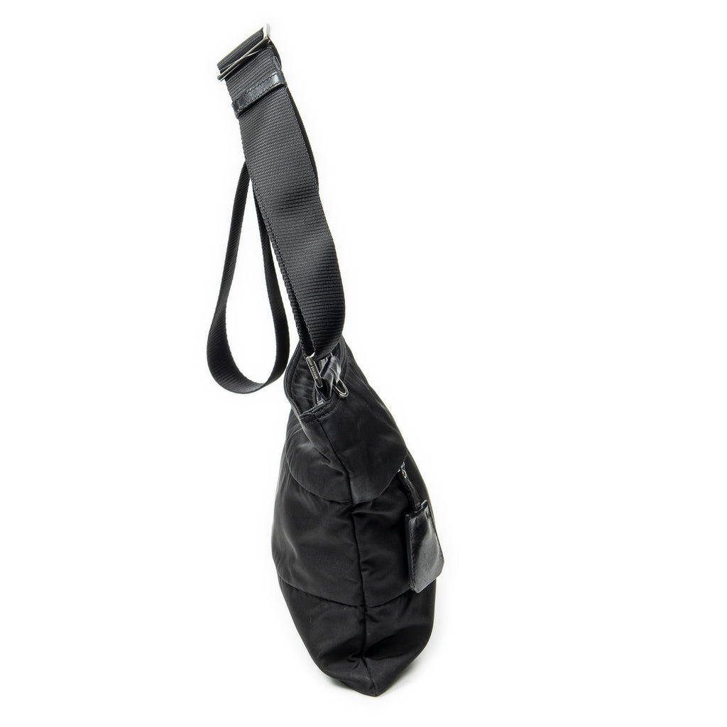 Shoulder Bag Square Crossbody Black Nylon Canvas