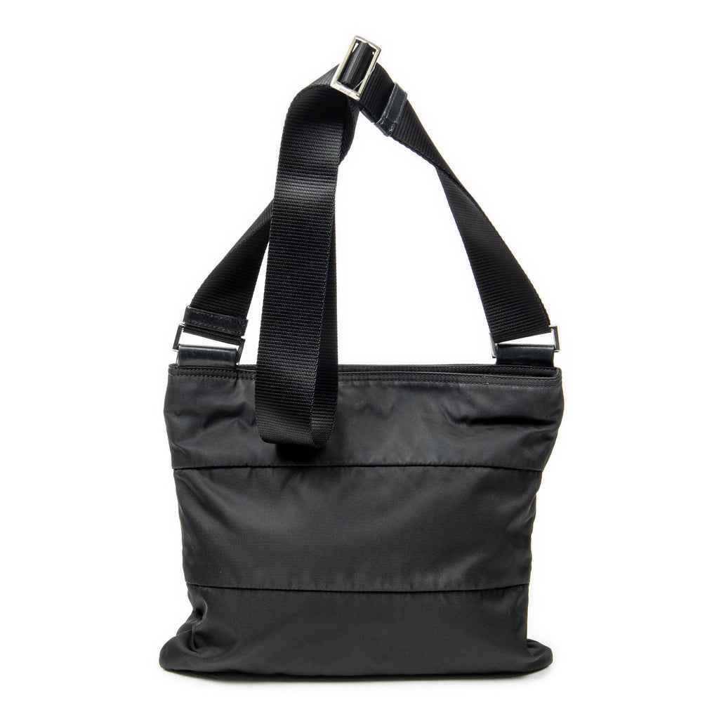 Shoulder Bag Square Crossbody Black Nylon Canvas