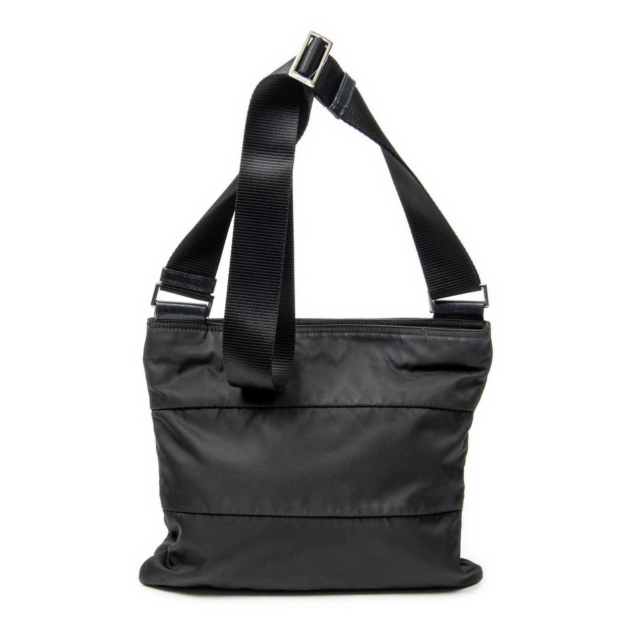 Shoulder Bag Square Crossbody Black Nylon Canvas