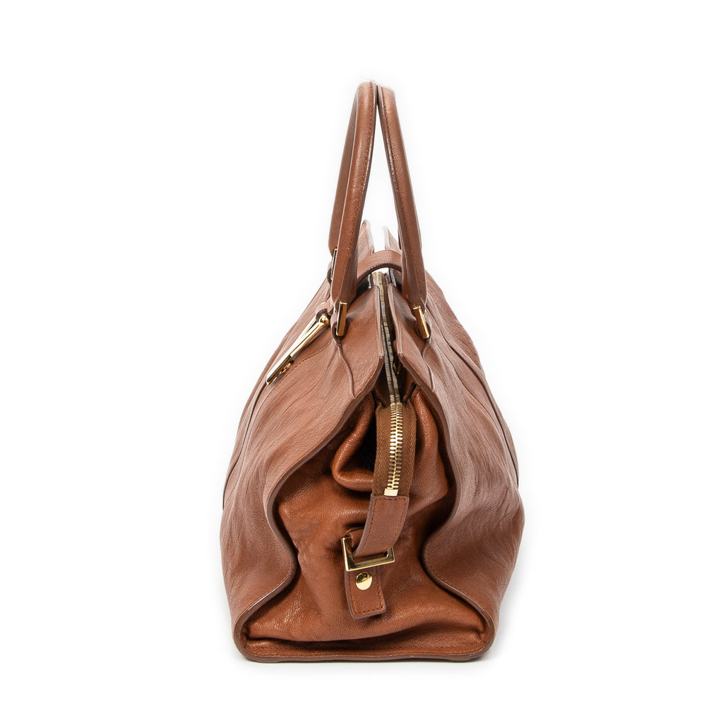 Handbag Small Classic Y Cabas Brown Calfskin Leather
