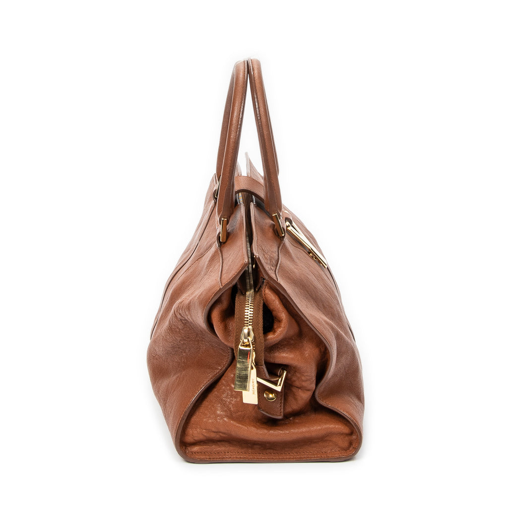 Handbag Small Classic Y Cabas Brown Calfskin Leather