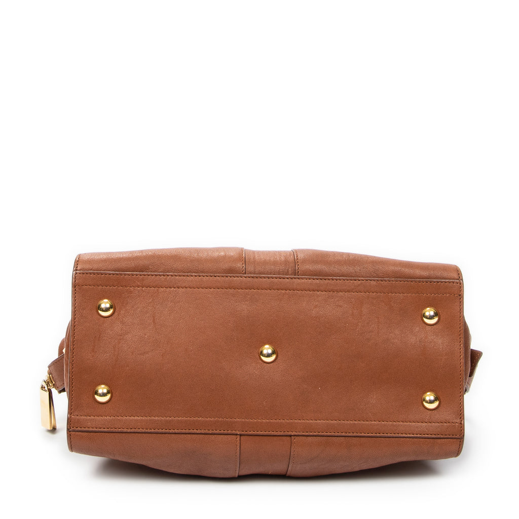 Handbag Small Classic Y Cabas Brown Calfskin Leather