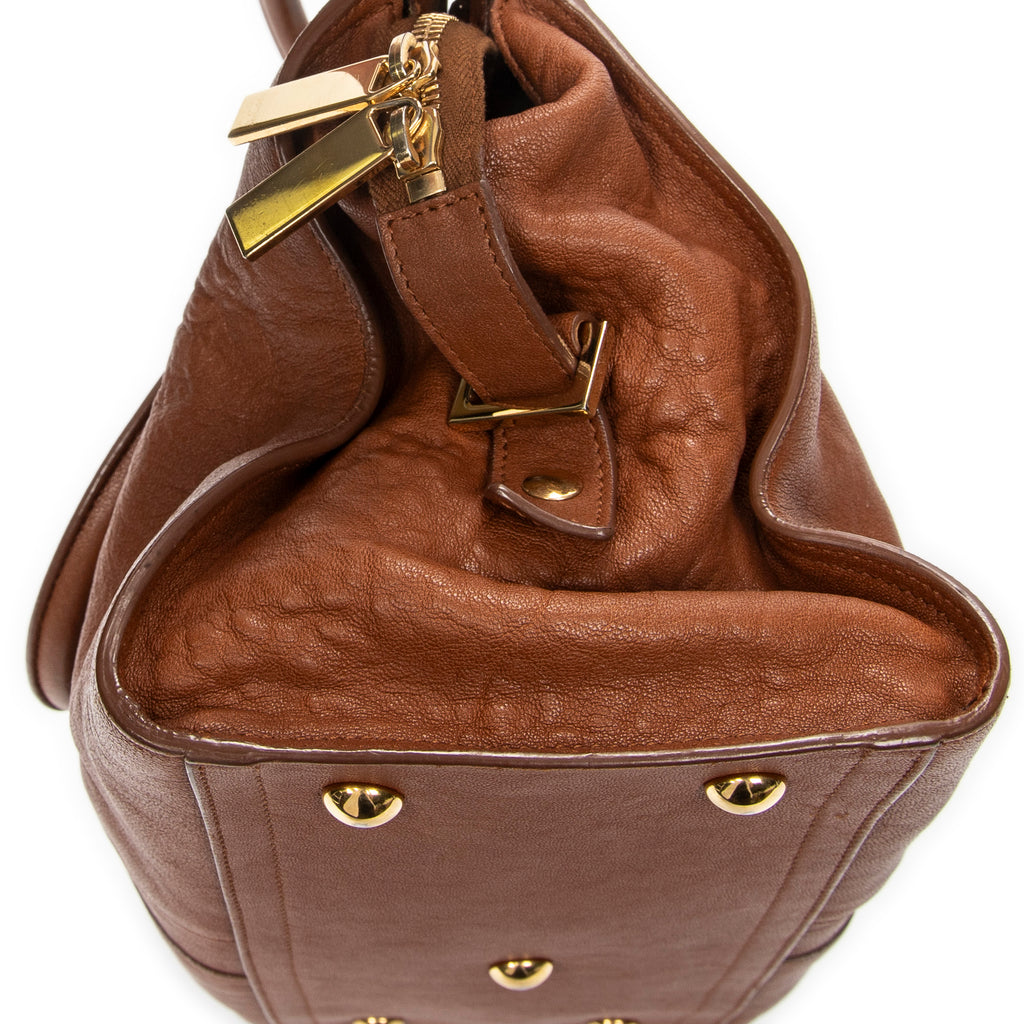 Handbag Small Classic Y Cabas Brown Calfskin Leather