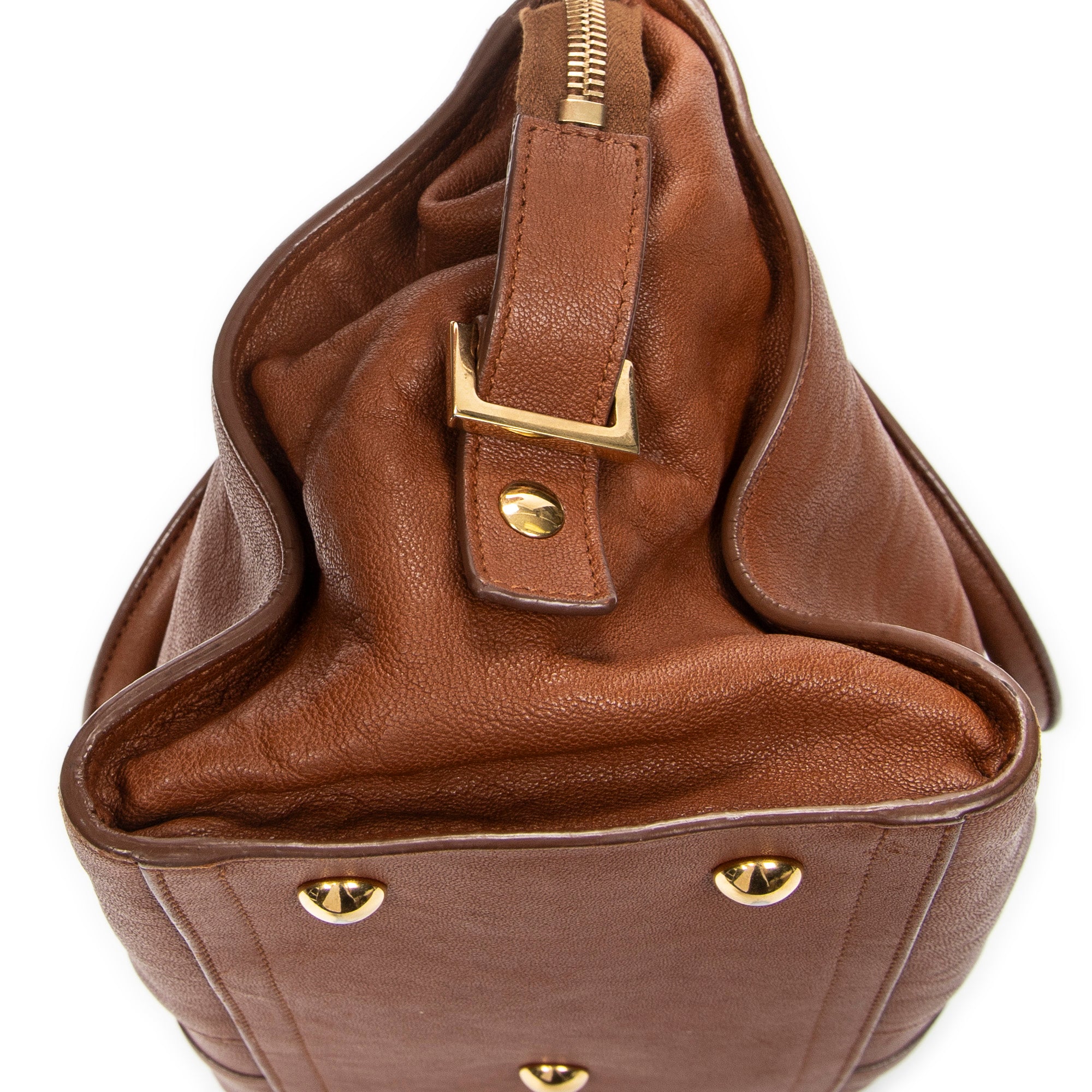 Handbag Small Classic Y Cabas Brown Calfskin Leather