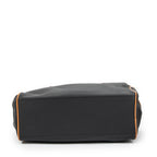 Handbag Vintage Side Pocket Boston Black Woven Coated Canvas