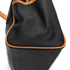 Handbag Vintage Side Pocket Boston Black Woven Coated Canvas