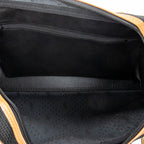Handbag Vintage Side Pocket Boston Black Woven Coated Canvas