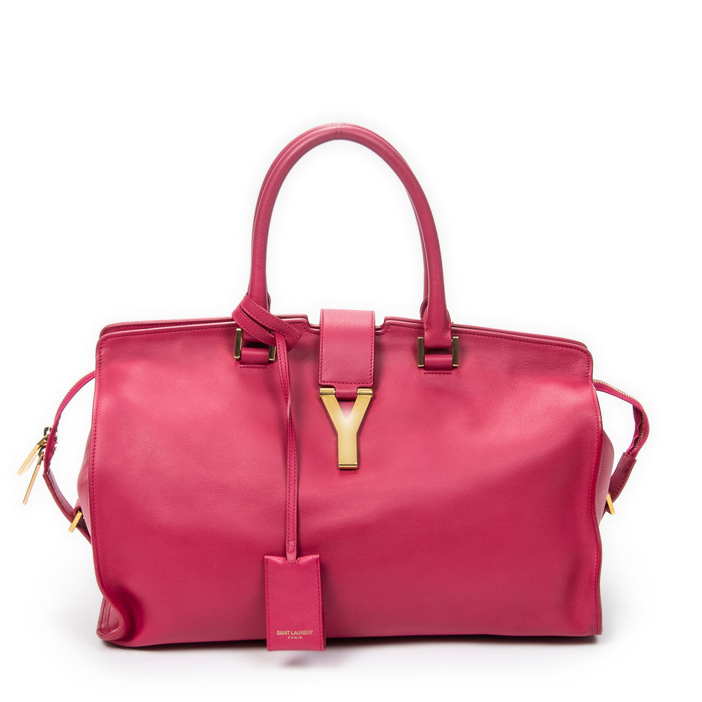 Handbag Medium Classic Y Cabas Fuchsia Calfskin Leather