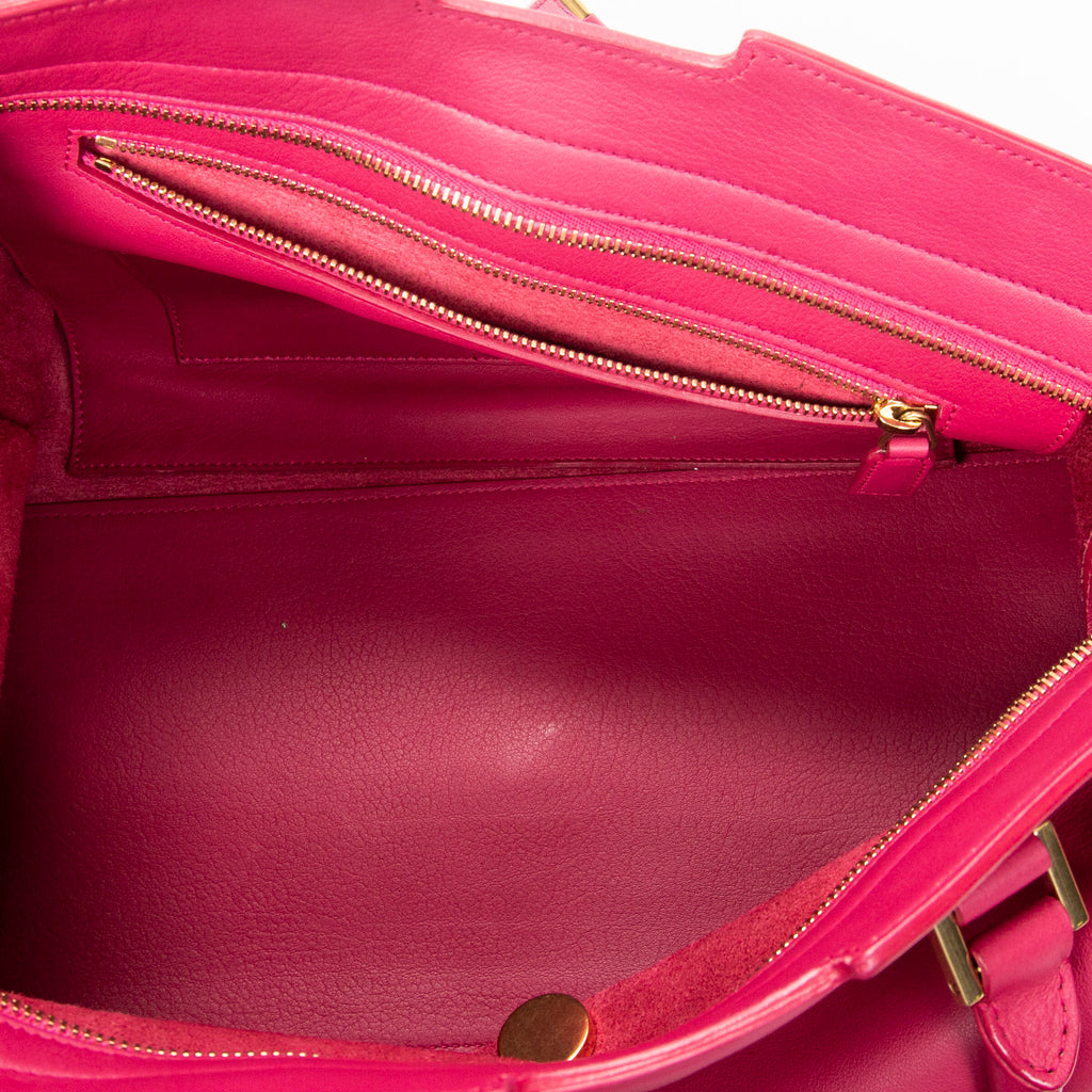 Handbag Medium Classic Y Cabas Fuchsia Calfskin Leather
