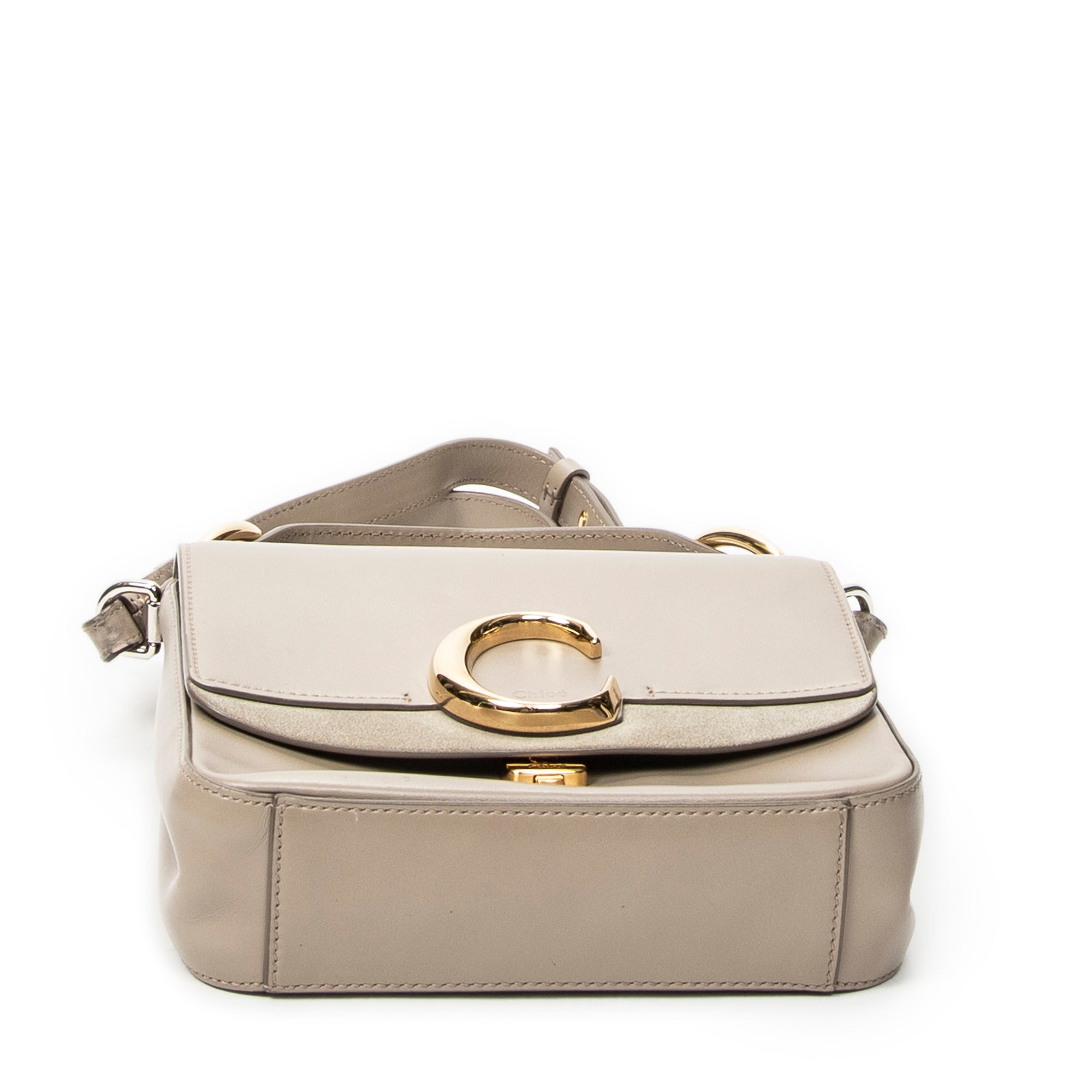 Shoulder Bag Small C Crossbody Taupe Calfskin Leather