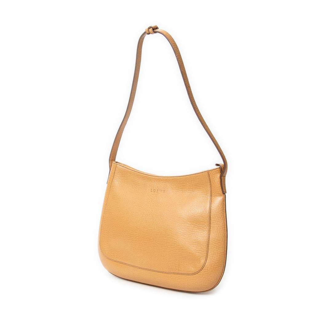 Shoulder Bag Zip Hobo Tan Grained Calfskin Leather