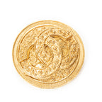 Brooch CC Round Medallion Brooch Gold Gold Plated