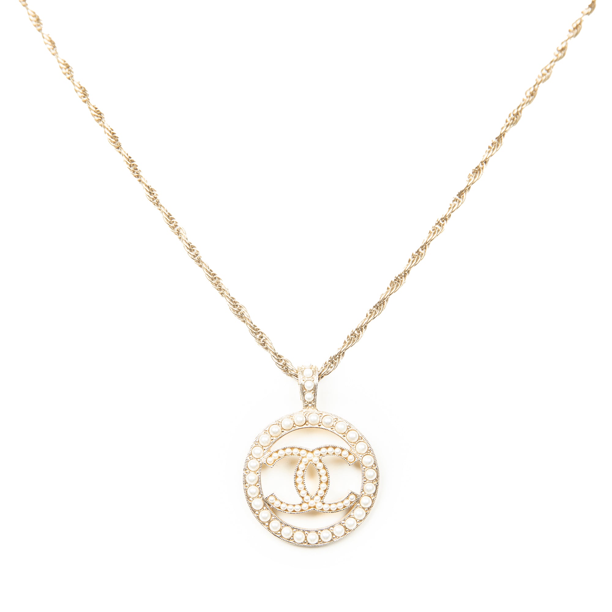 Necklace CC Faux Pearl Round Pendant Necklace Gold Gold Plated