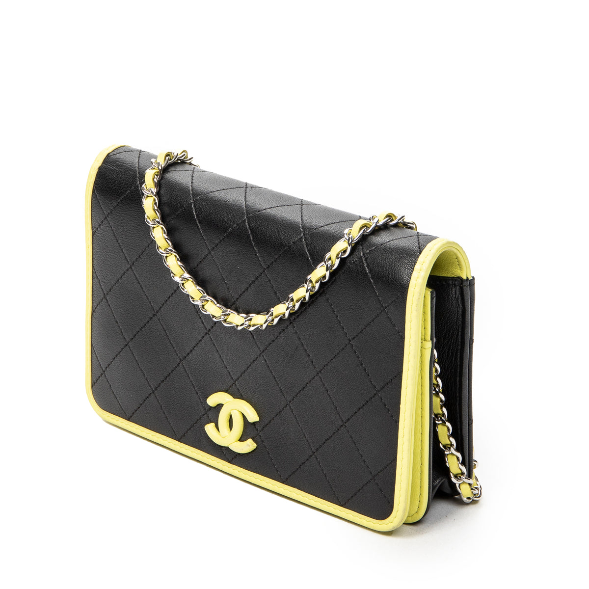 Shoulder Bag CC Wallet on Chain Lime Green Quilted Lambskin Leather