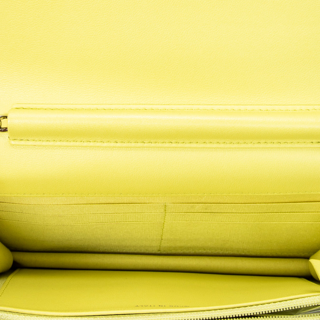 Shoulder Bag CC Wallet on Chain Lime Green Quilted Lambskin Leather