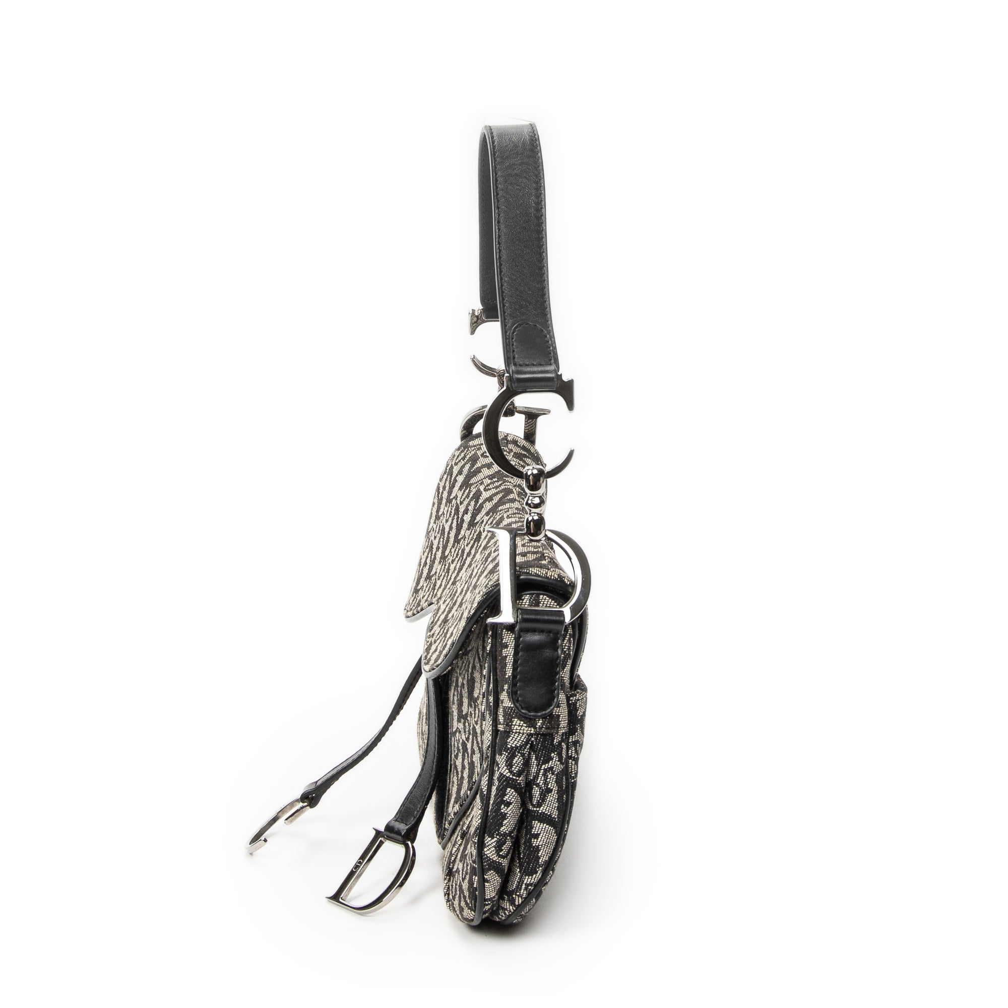 Shoulder Bag Double Saddle Bag Black Diorissimo Canvas