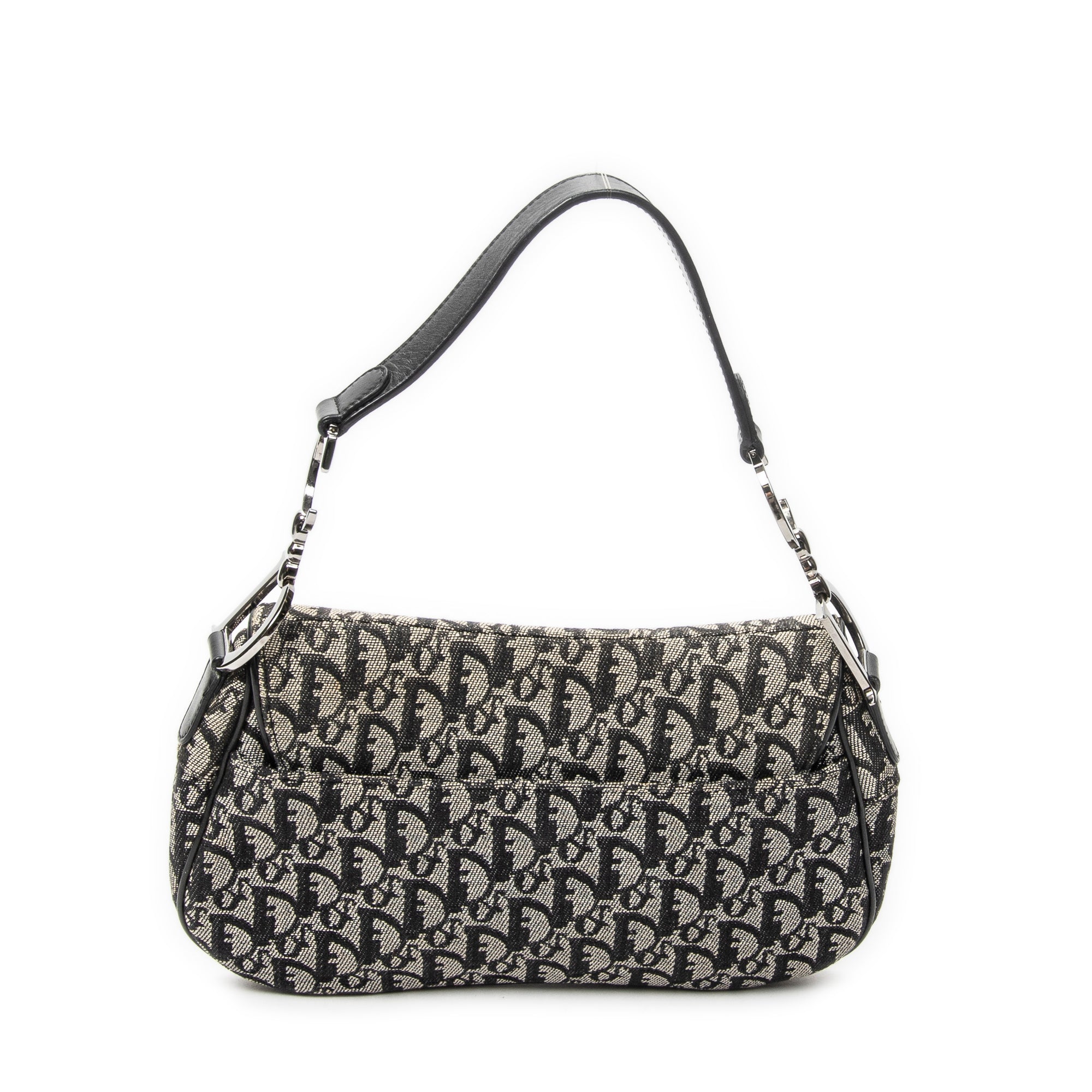 Shoulder Bag Double Saddle Bag Black Diorissimo Canvas