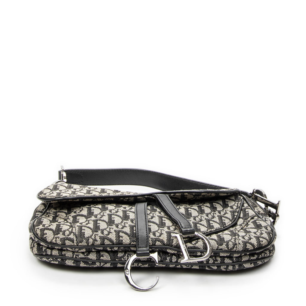 Shoulder Bag Double Saddle Bag Black Diorissimo Canvas