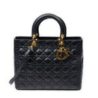 Shoulder Bag Large Lady Dior Zip Black Cannage Lambskin Leather