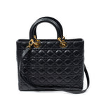 Shoulder Bag Large Lady Dior Zip Black Cannage Lambskin Leather