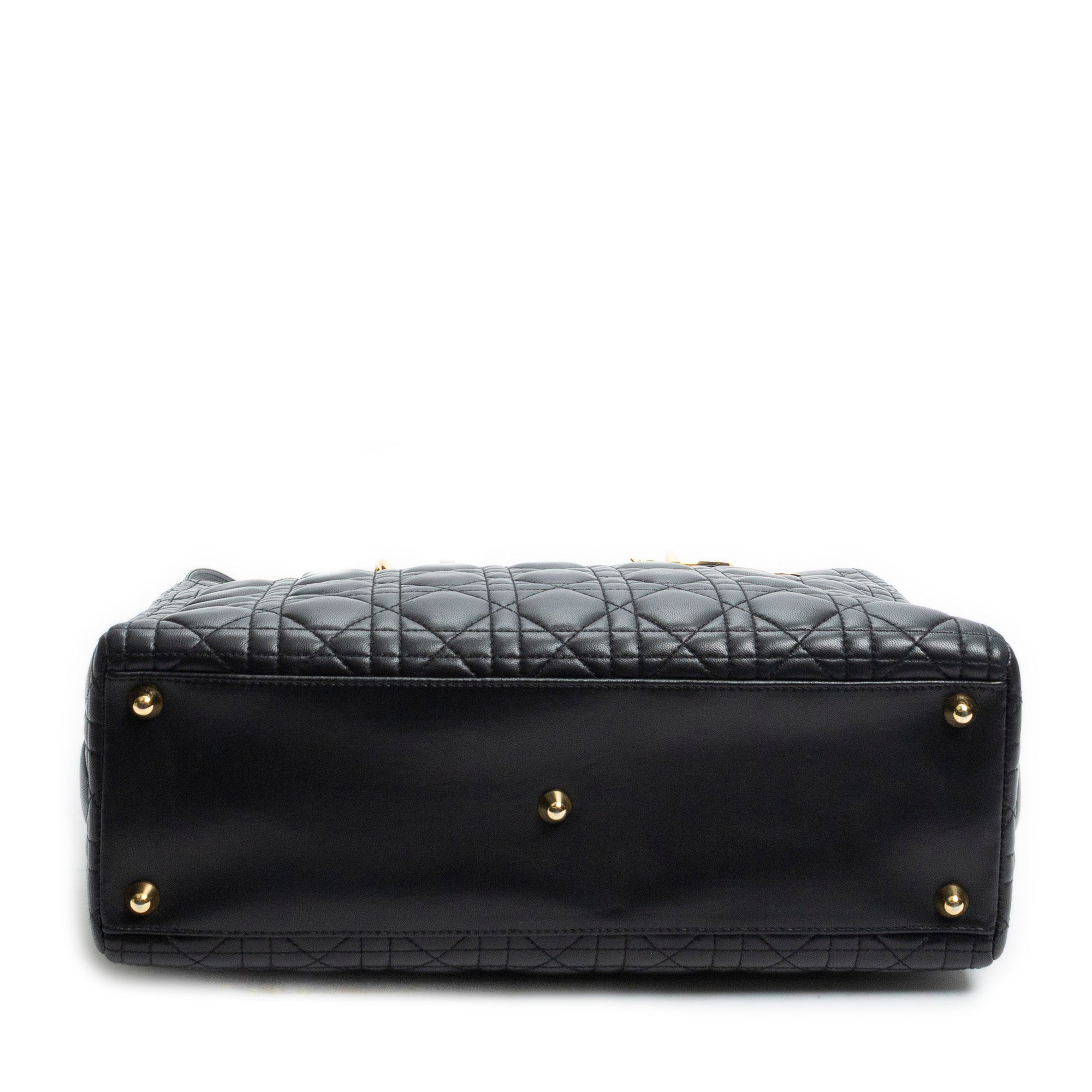 Shoulder Bag Large Lady Dior Zip Black Cannage Lambskin Leather