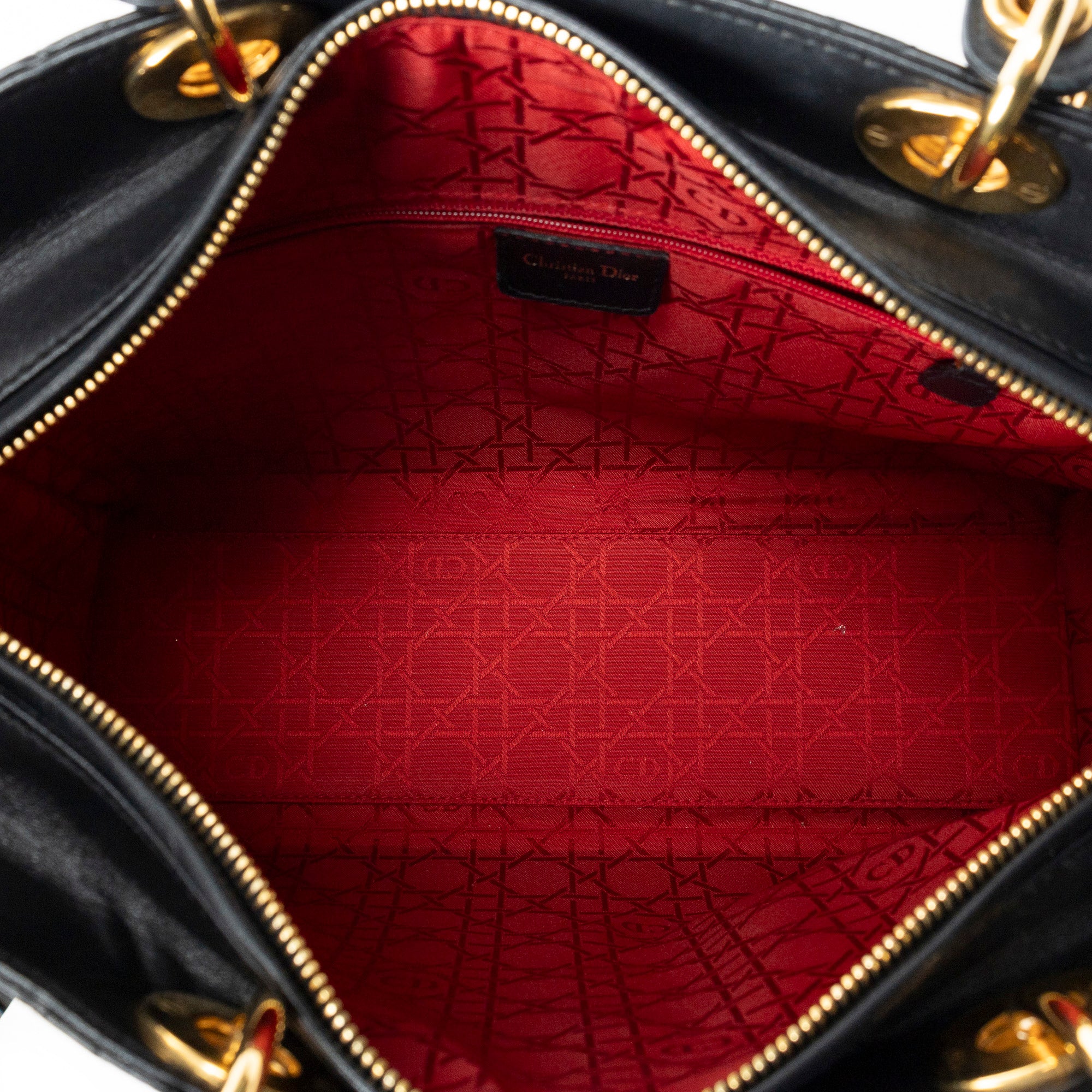 Shoulder Bag Large Lady Dior Zip Black Cannage Lambskin Leather