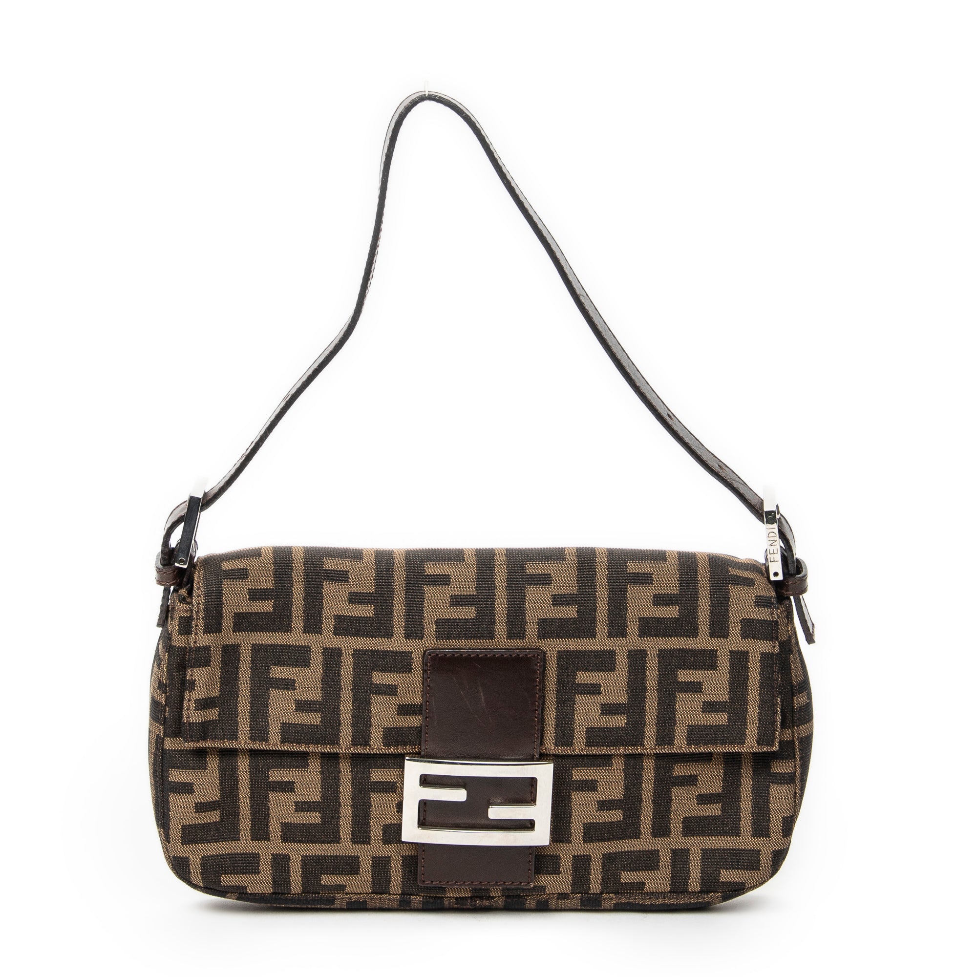 Shoulder Bag Baguette Brown Zucca Canvas