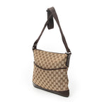 Bandolera mediana de lona monogramada marrón