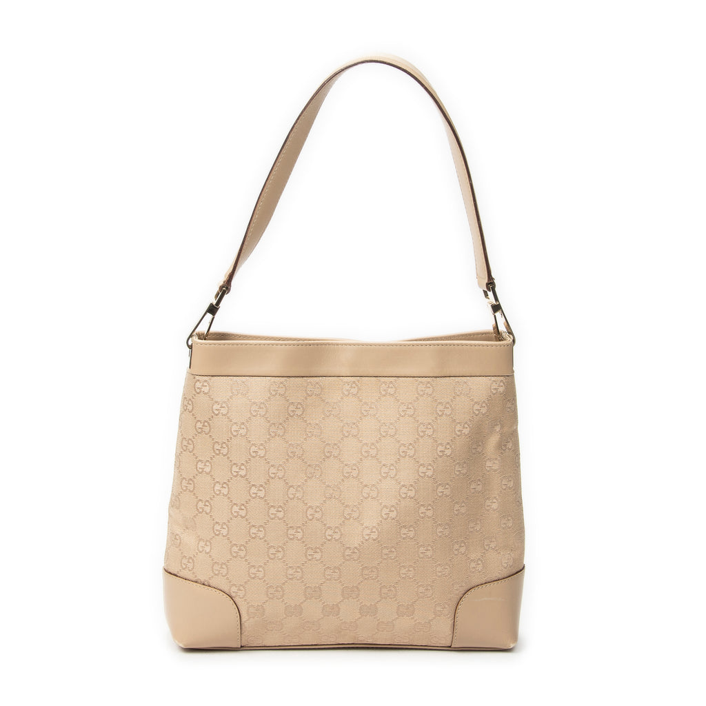 Bolso de Hombro Hobo Beige Lona Monogrammed