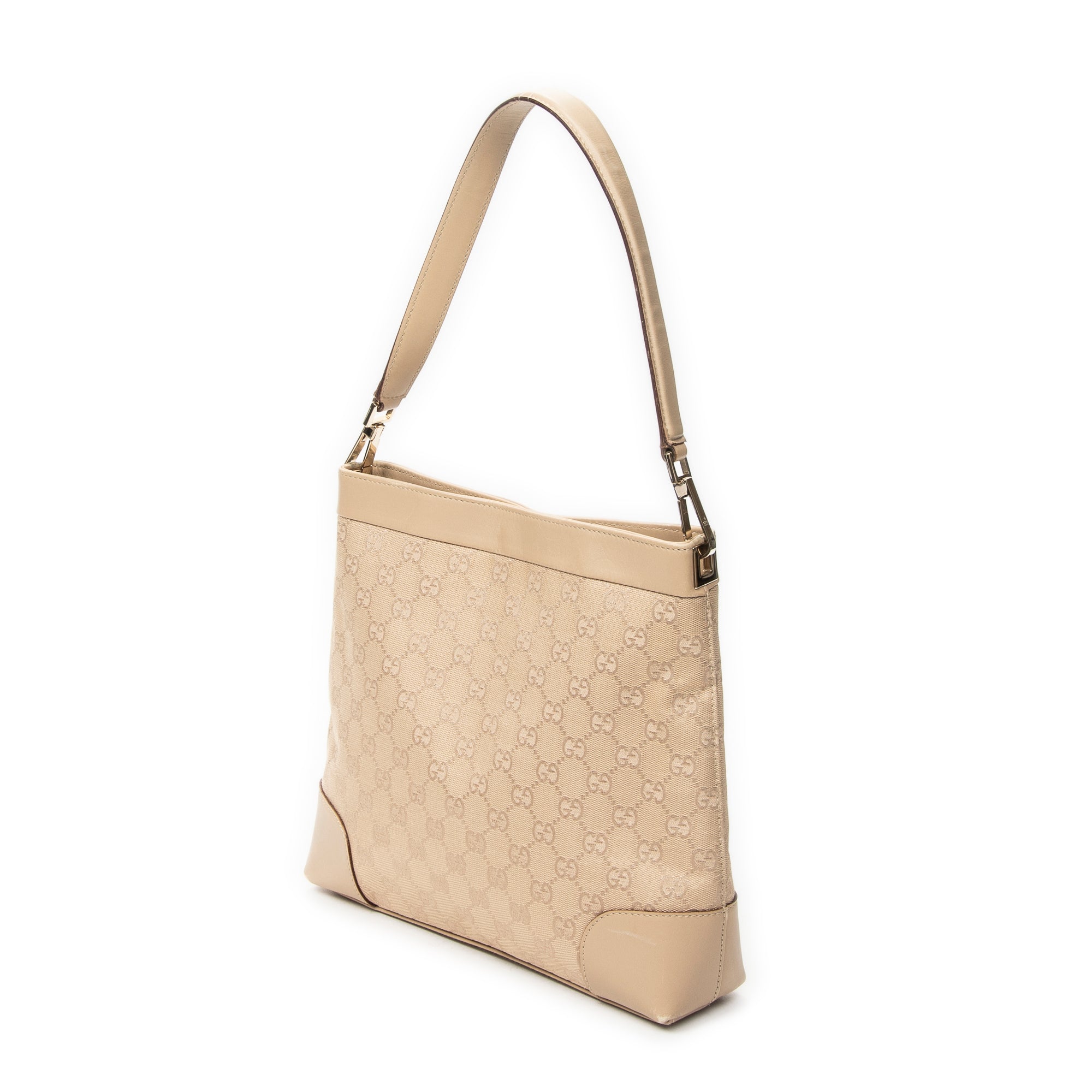 Shoulder Bag Shoulder Hobo Beige Monogrammed Canvas