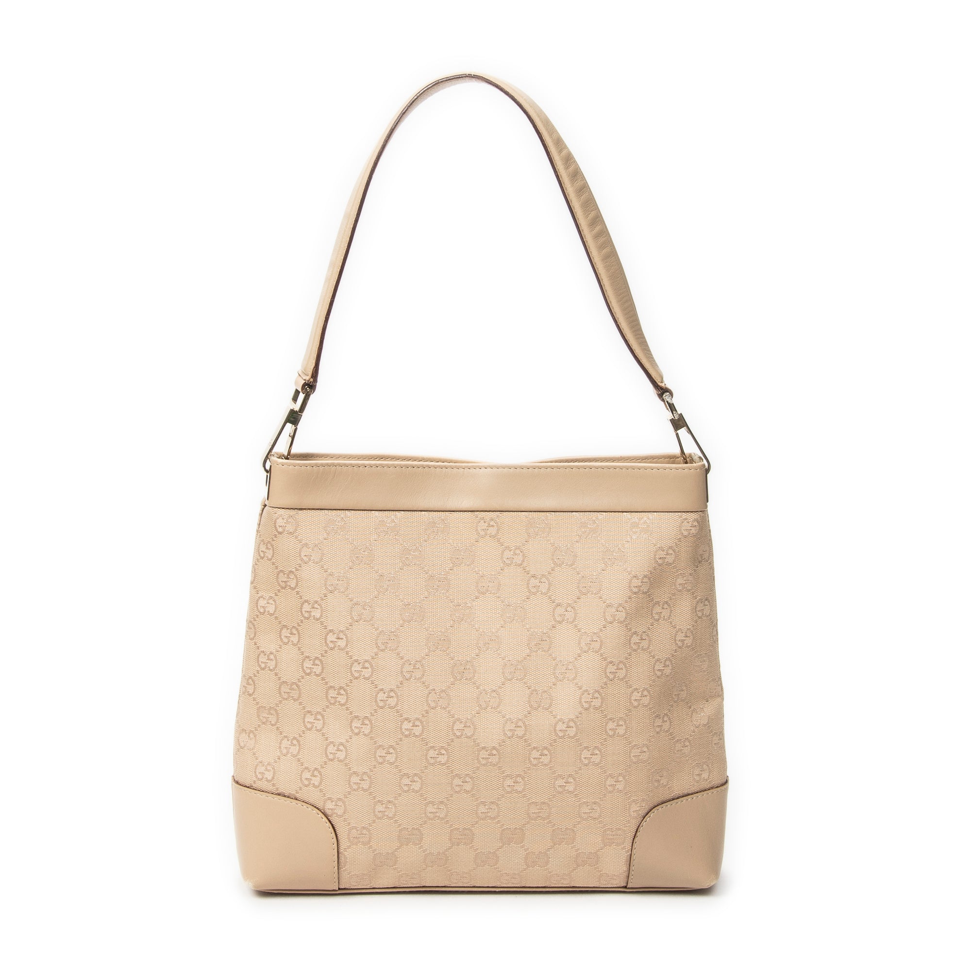Shoulder Bag Shoulder Hobo Beige Monogrammed Canvas