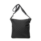 Shoulder Bag Small Web Flat Messenger Black Monogrammed Nylon Canvas