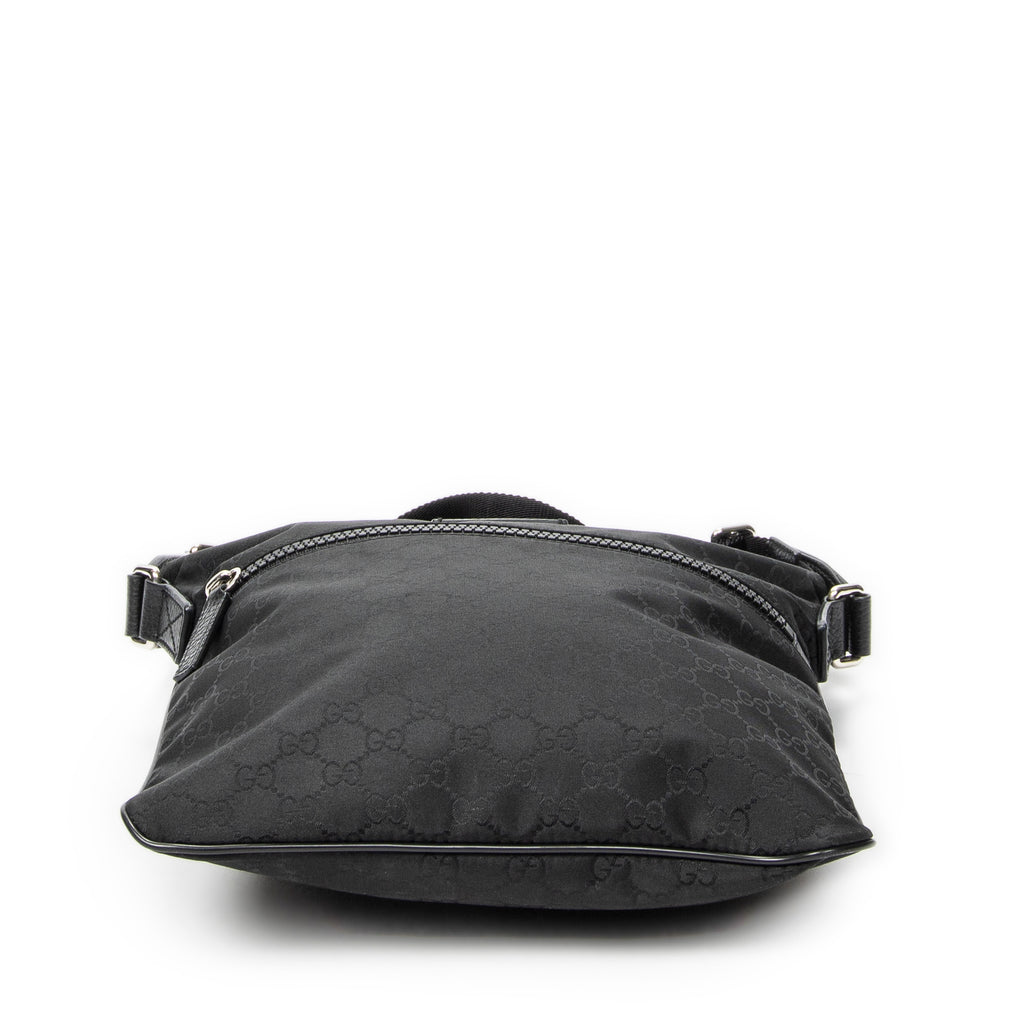 Shoulder Bag Small Web Flat Messenger Black Monogrammed Nylon Canvas
