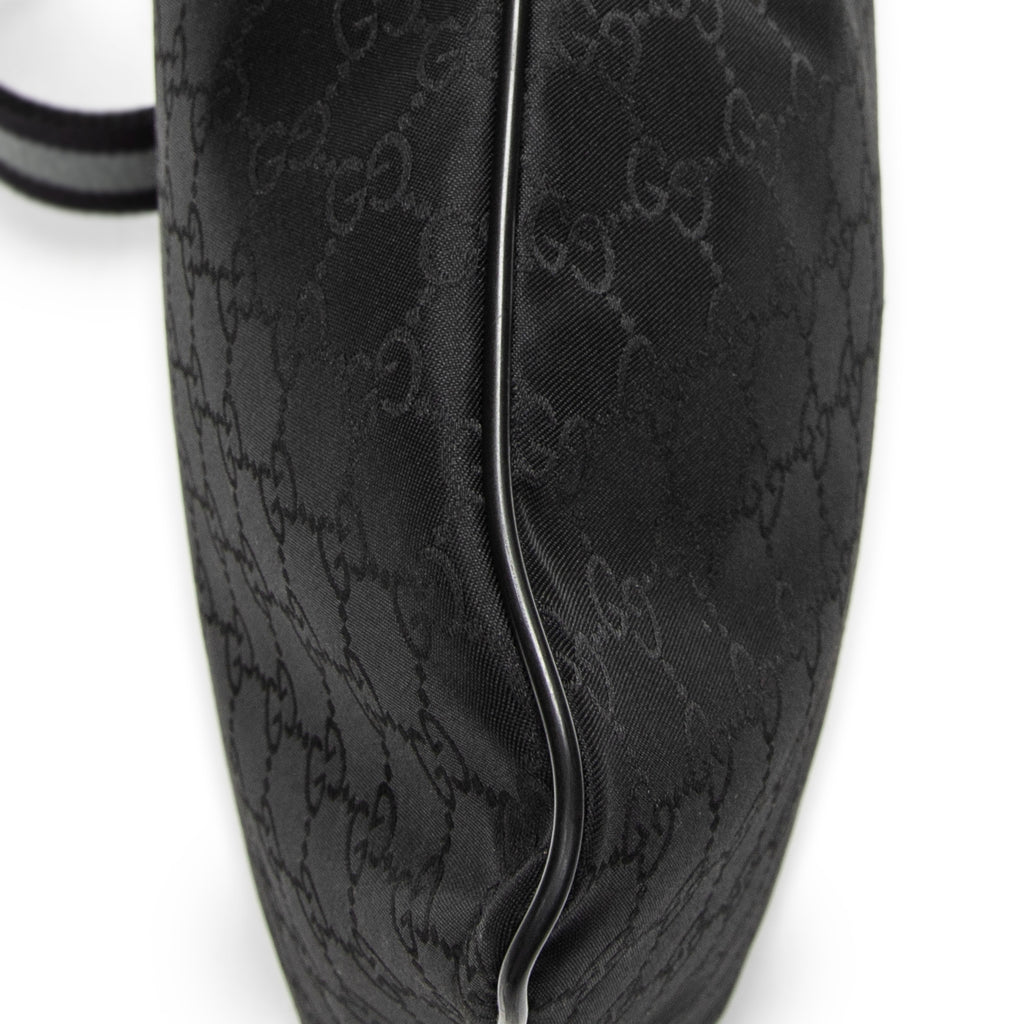 Bolso de Hombro Pequeño Web Flat Messenger Lona de Nailon Monogramada Negra
