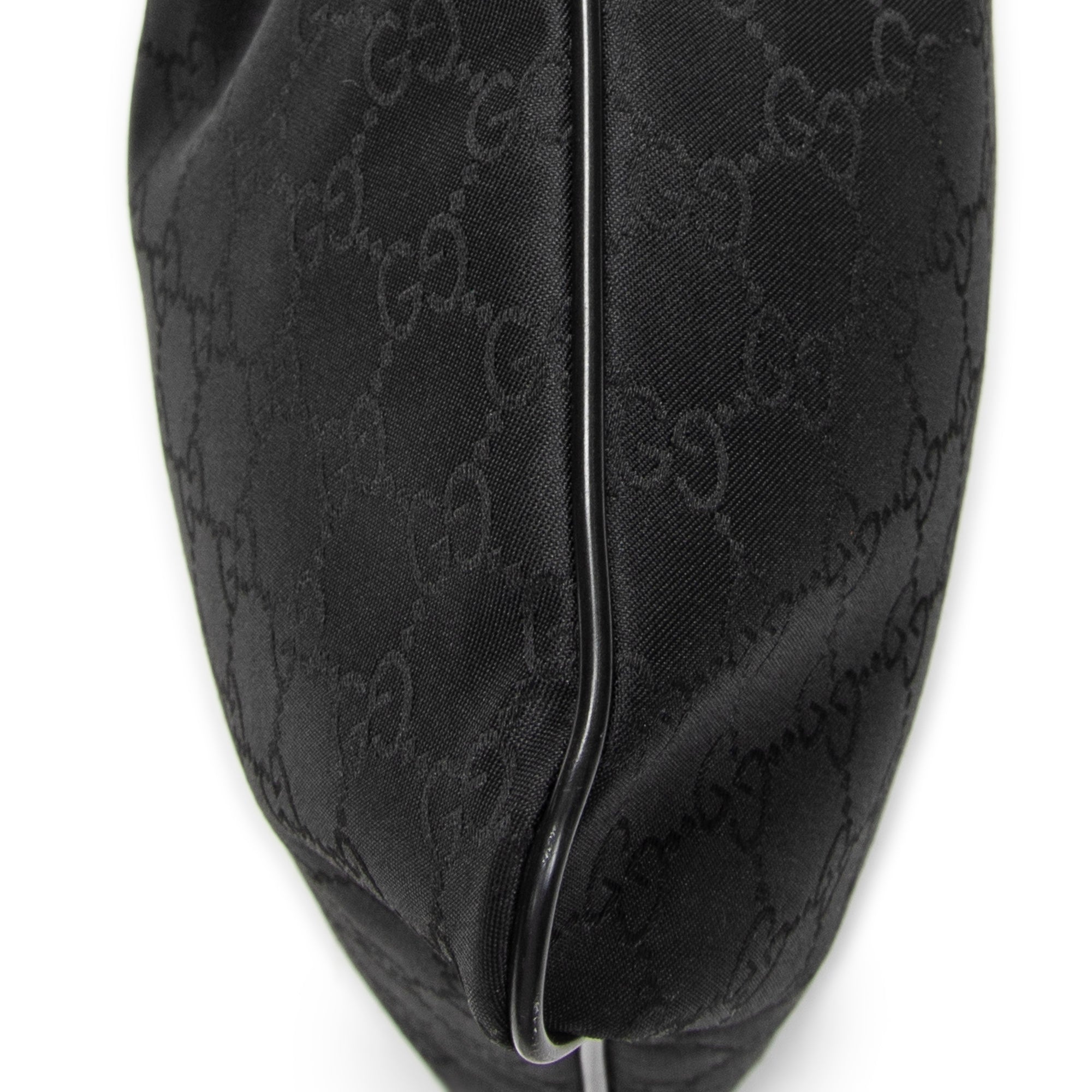 Shoulder Bag Small Web Flat Messenger Black Monogrammed Nylon Canvas