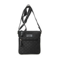 Shoulder Bag Mini Web Flat Messenger Black Monogrammed Nylon Canvas