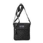 Shoulder Bag Mini Web Flat Messenger Black Monogrammed Nylon Canvas