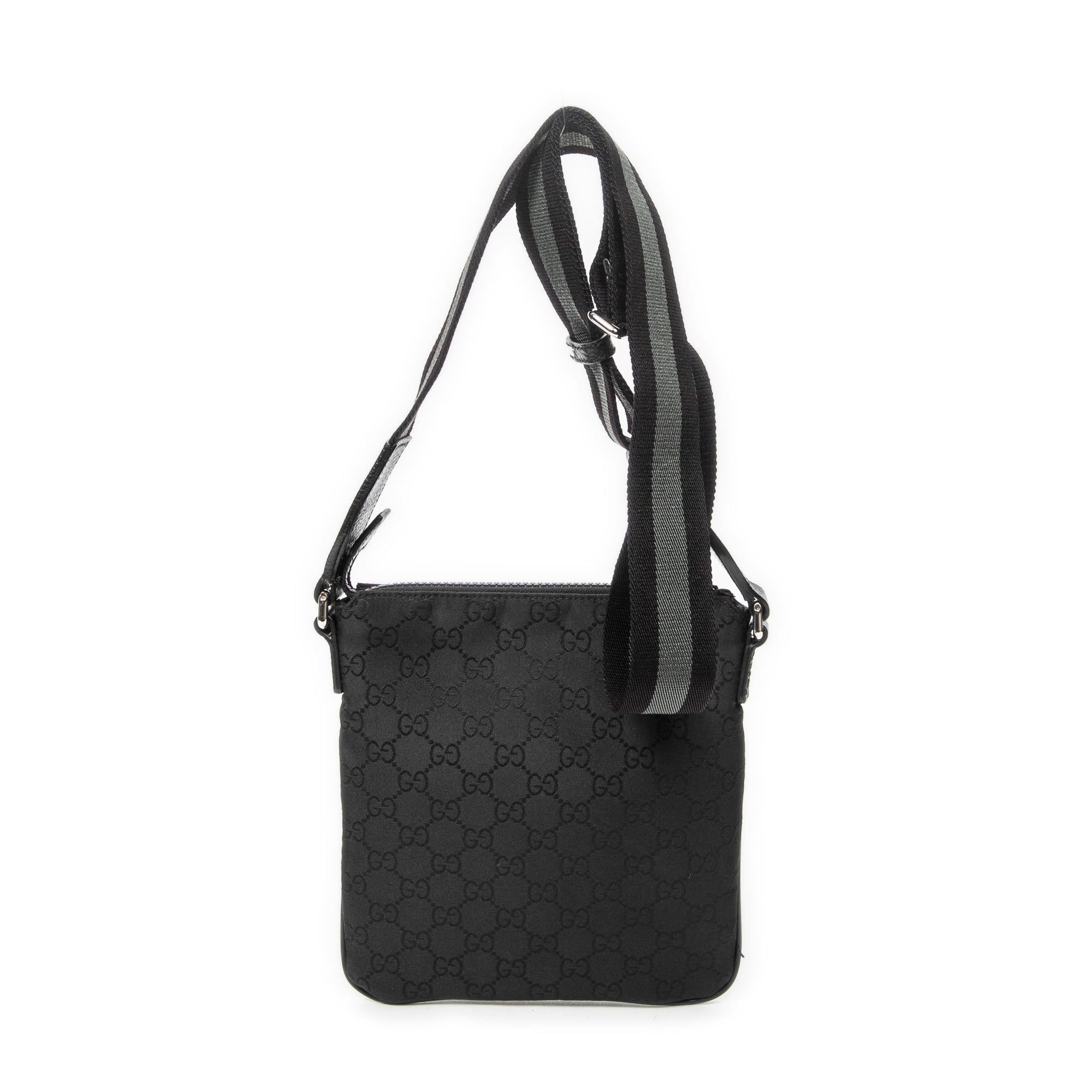 Bandolera Pequeña Web Plana Negra Lona de Nylon Monogramada