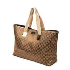 Sac à bandoulière Grand cabas horizontal Web en toile de satin monogrammée bronze