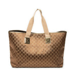 Sac à bandoulière Grand cabas horizontal Web en toile de satin monogrammée bronze