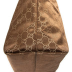 Sac à bandoulière Grand cabas horizontal Web en toile de satin monogrammée bronze
