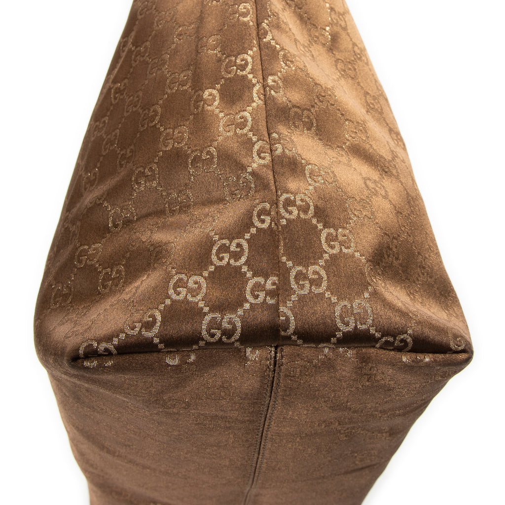 Shoulder Bag Large Web Horizontal Tote Bronze Monogrammed Satin Canvas