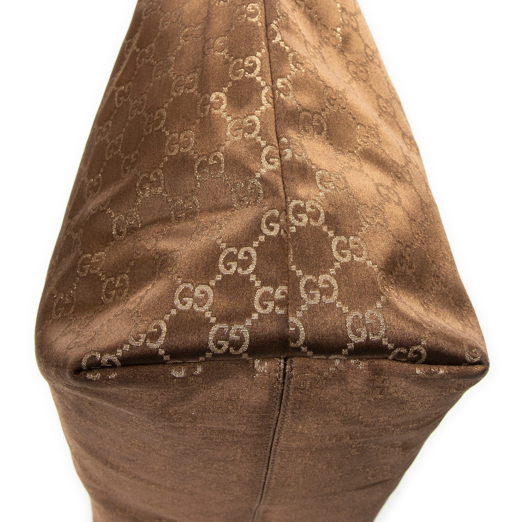 Shoulder Bag Large Web Horizontal Tote Bronze Monogrammed Satin Canvas
