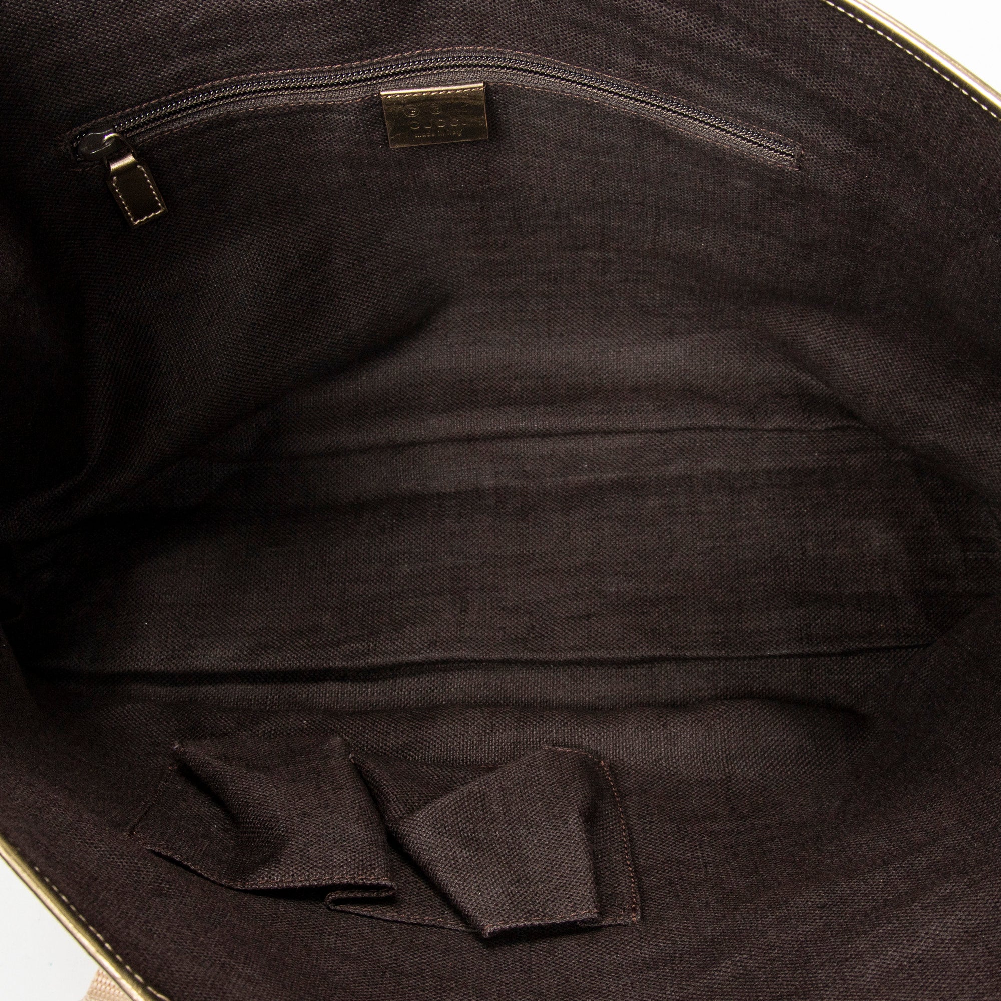 Shoulder Bag Large Web Horizontal Tote Bronze Monogrammed Satin Canvas