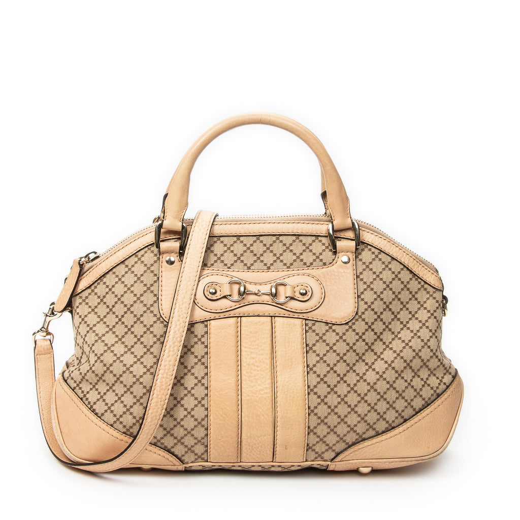 Shoulder Bag Medium Catherine Beige Diamante Canvas