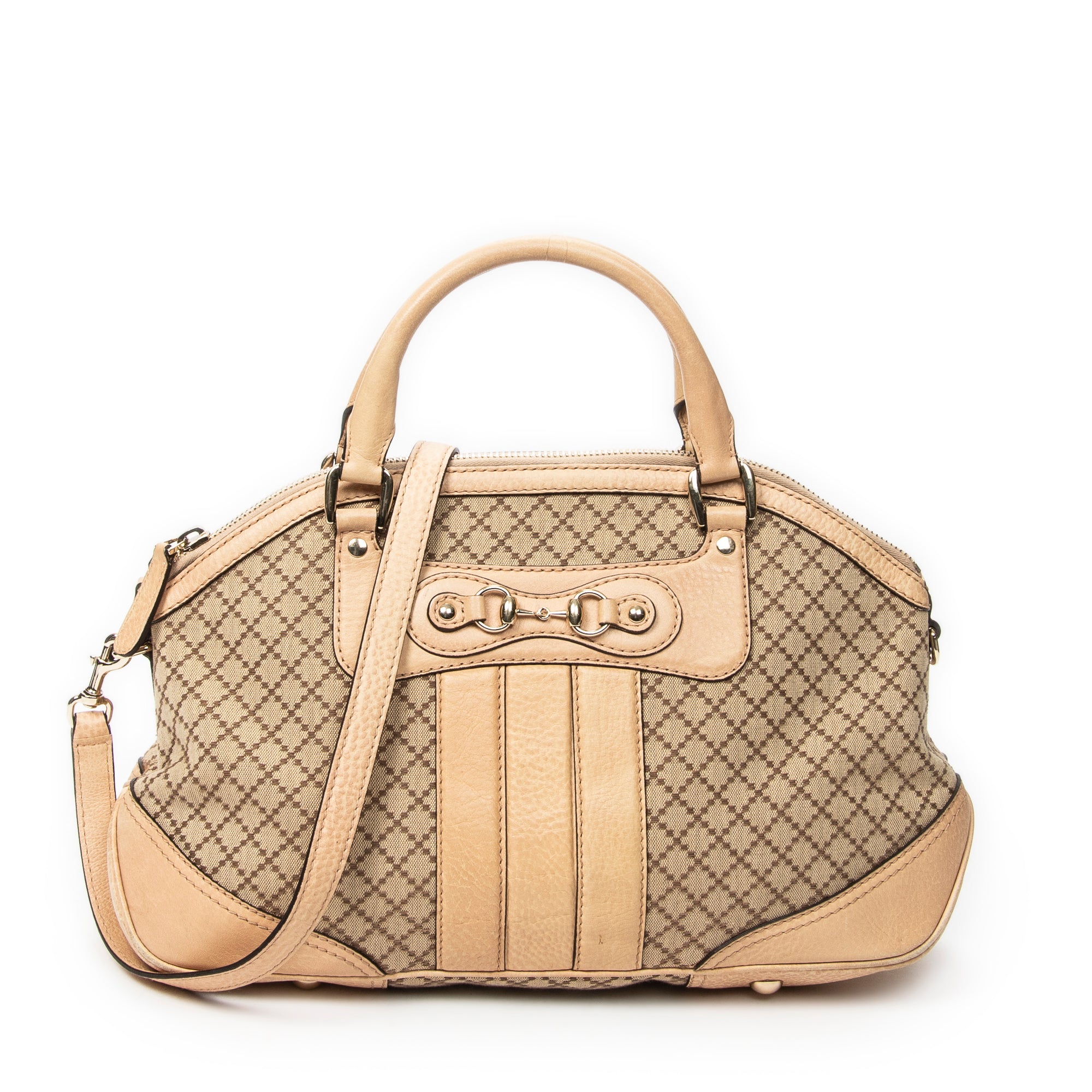 Shoulder Bag Medium Catherine Beige Diamante Canvas