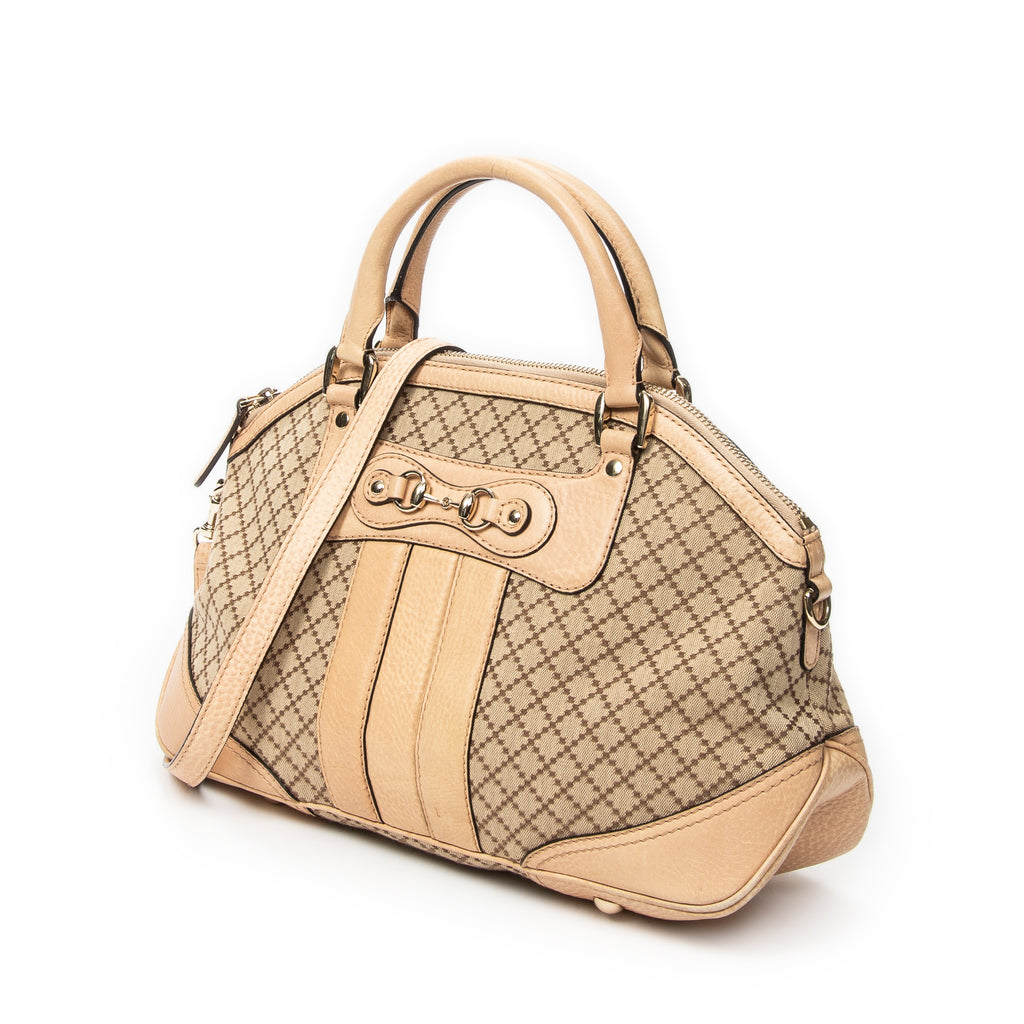 Shoulder Bag Medium Catherine Beige Diamante Canvas